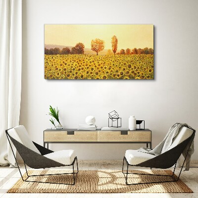 Sunflower field in the setting sun Canvas wall art