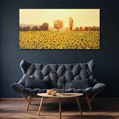 Sunflower field in the setting sun Canvas wall art