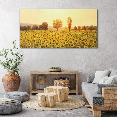 Sunflower field in the setting sun Canvas wall art