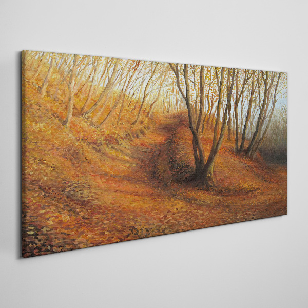 Golden autumn in the forest Print on canvas