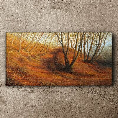 Golden autumn in the forest Print on canvas