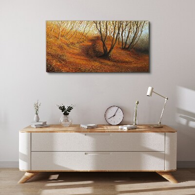 Golden autumn in the forest Print on canvas