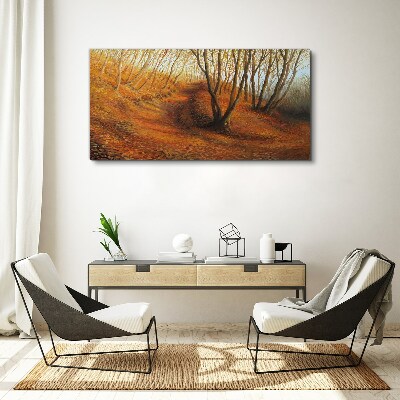 Golden autumn in the forest Print on canvas