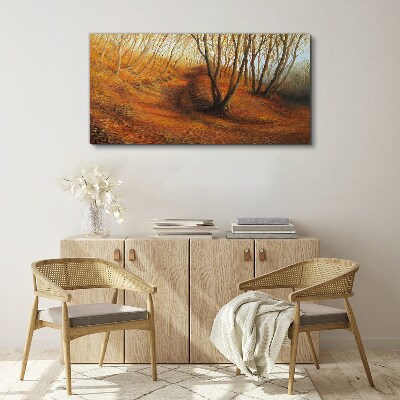 Golden autumn in the forest Print on canvas