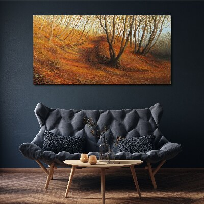 Golden autumn in the forest Print on canvas