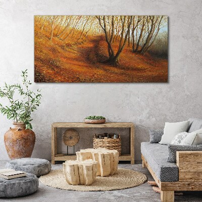 Golden autumn in the forest Print on canvas