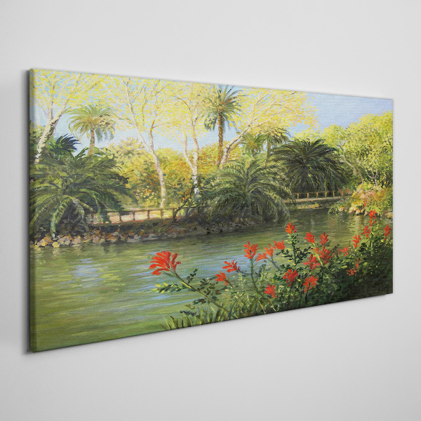 Tropical landscape with a river Print on canvas