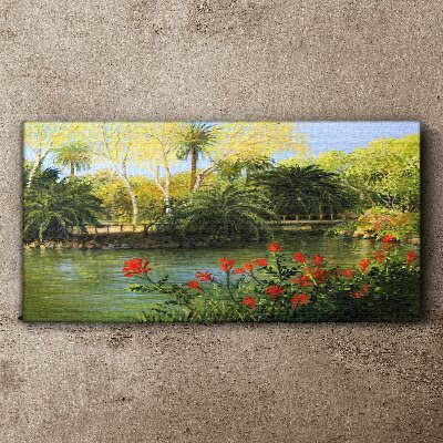 Tropical landscape with a river Print on canvas