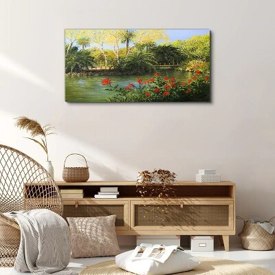 Tropical landscape with a river Print on canvas