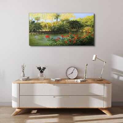 Tropical landscape with a river Print on canvas