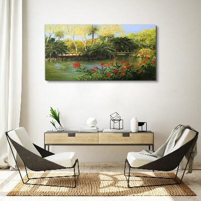 Tropical landscape with a river Print on canvas