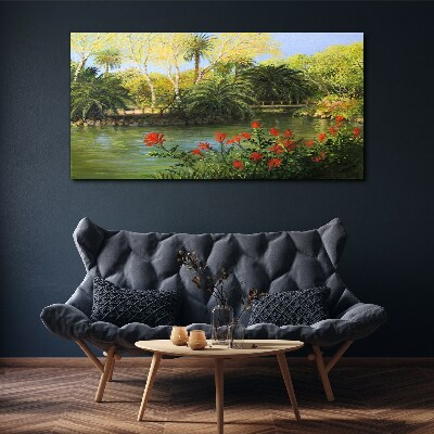 Tropical landscape with a river Print on canvas