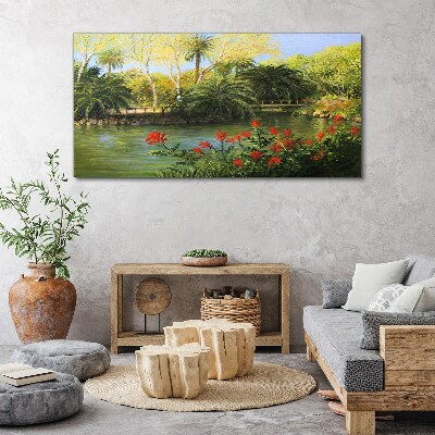 Tropical landscape with a river Print on canvas
