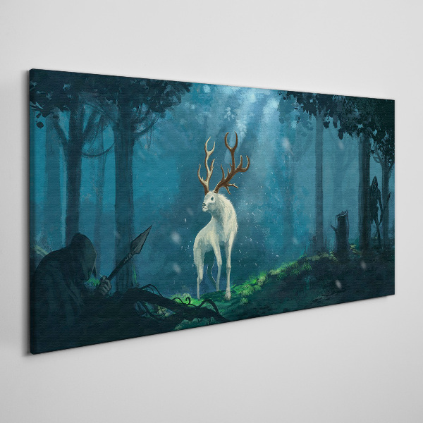 Forest spirit with antlers Canvas wall art