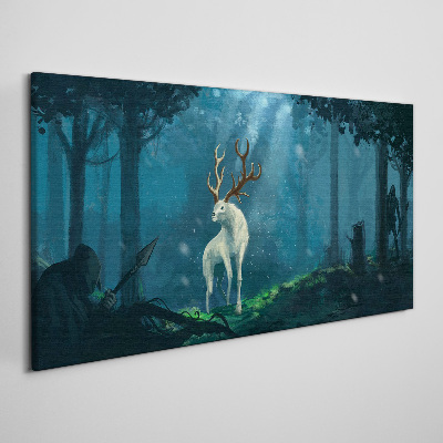 Forest spirit with antlers Canvas wall art