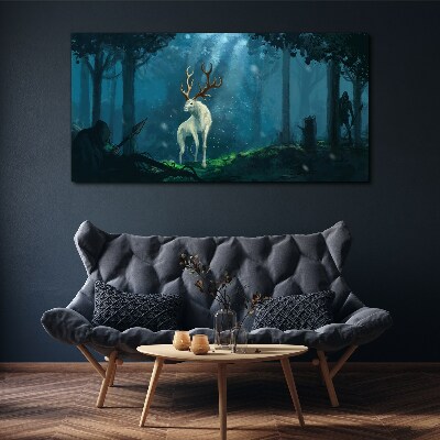 Forest spirit with antlers Canvas wall art