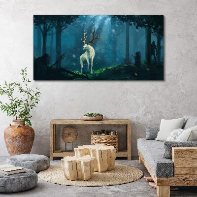 Forest spirit with antlers Canvas wall art