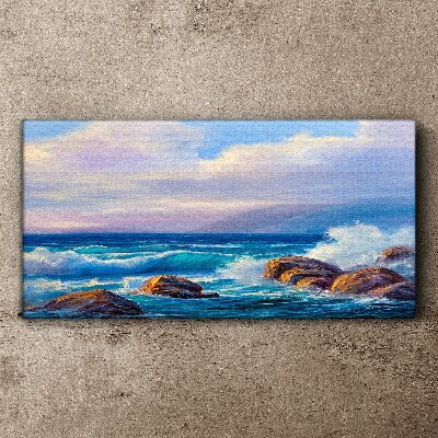 Waves on the shores of a rocky coast Print on canvas