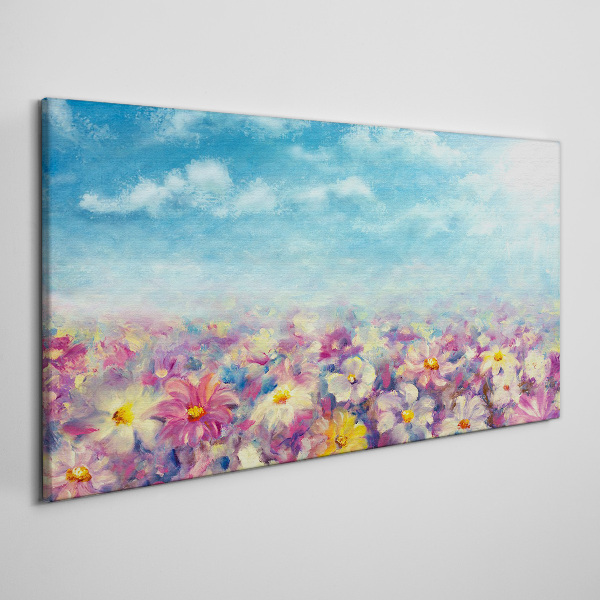 Floral landscape in blue Print on canvas