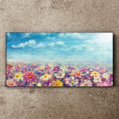 Floral landscape in blue Print on canvas