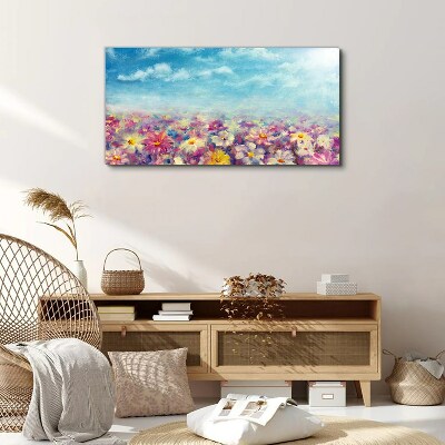 Floral landscape in blue Print on canvas