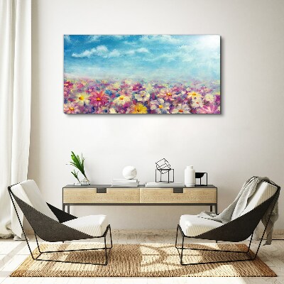 Floral landscape in blue Print on canvas