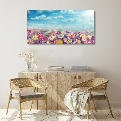 Floral landscape in blue Print on canvas