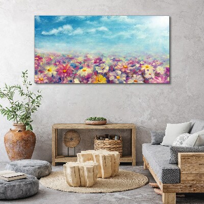 Floral landscape in blue Print on canvas