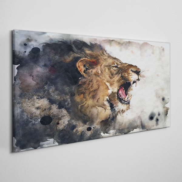 Angry lion in watercolor Canvas wall art