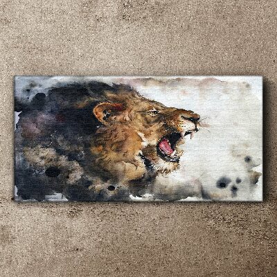 Angry lion in watercolor Canvas wall art