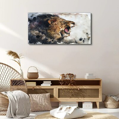 Angry lion in watercolor Canvas wall art