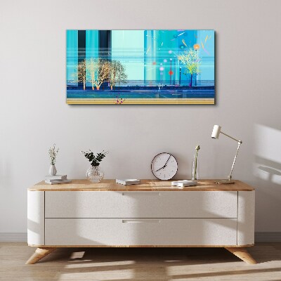 Winter landscape in blue Canvas wall art