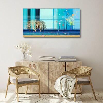 Winter landscape in blue Canvas wall art