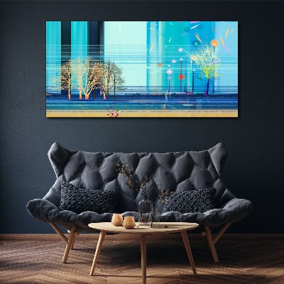 Winter landscape in blue Canvas wall art