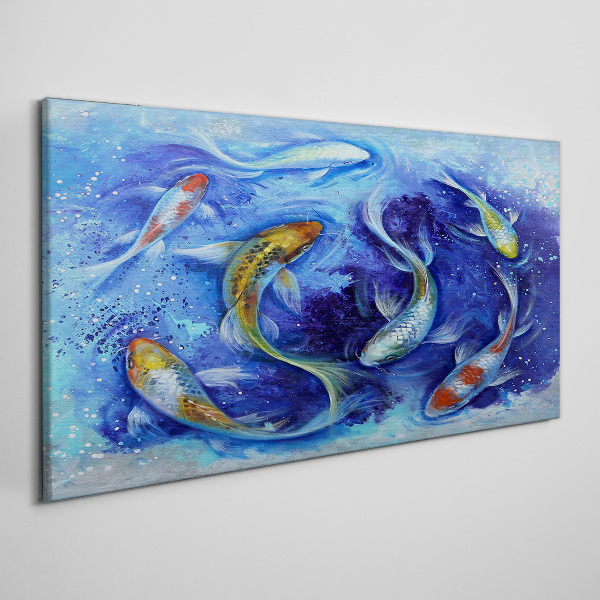 Carp Dance in Blue Water Canvas wall art