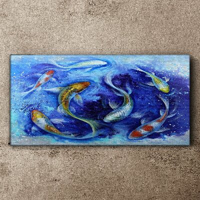 Carp Dance in Blue Water Canvas wall art