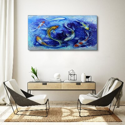 Carp Dance in Blue Water Canvas wall art