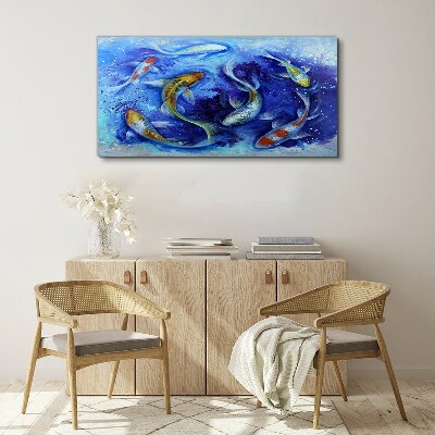 Carp Dance in Blue Water Canvas wall art