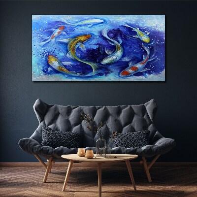Carp Dance in Blue Water Canvas wall art