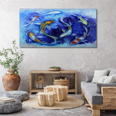 Carp Dance in Blue Water Canvas wall art