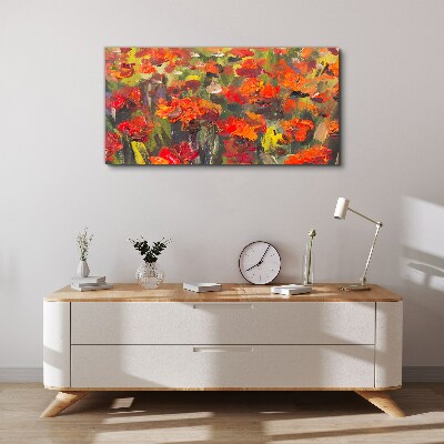 A floral landscape in intense colors Print on canvas