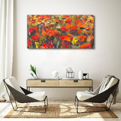 A floral landscape in intense colors Print on canvas