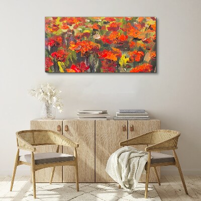 A floral landscape in intense colors Print on canvas