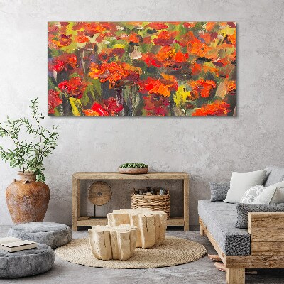 A floral landscape in intense colors Print on canvas