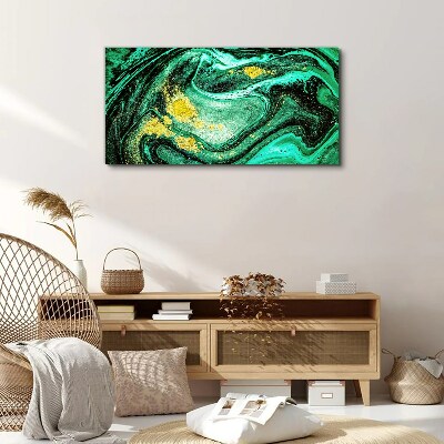 Gold accents on a green background Print on canvas