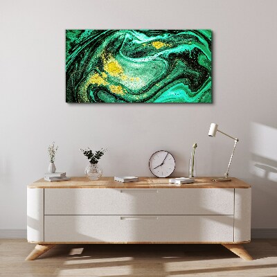 Gold accents on a green background Print on canvas