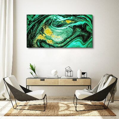 Gold accents on a green background Print on canvas