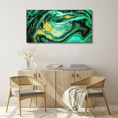 Gold accents on a green background Print on canvas