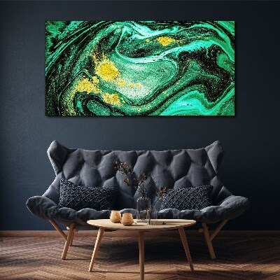 Gold accents on a green background Print on canvas