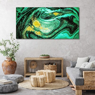 Gold accents on a green background Print on canvas